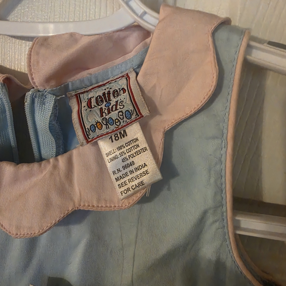 Cotton Kids Pastel Pink & Blue Girls Dress - Picture 2 of 4